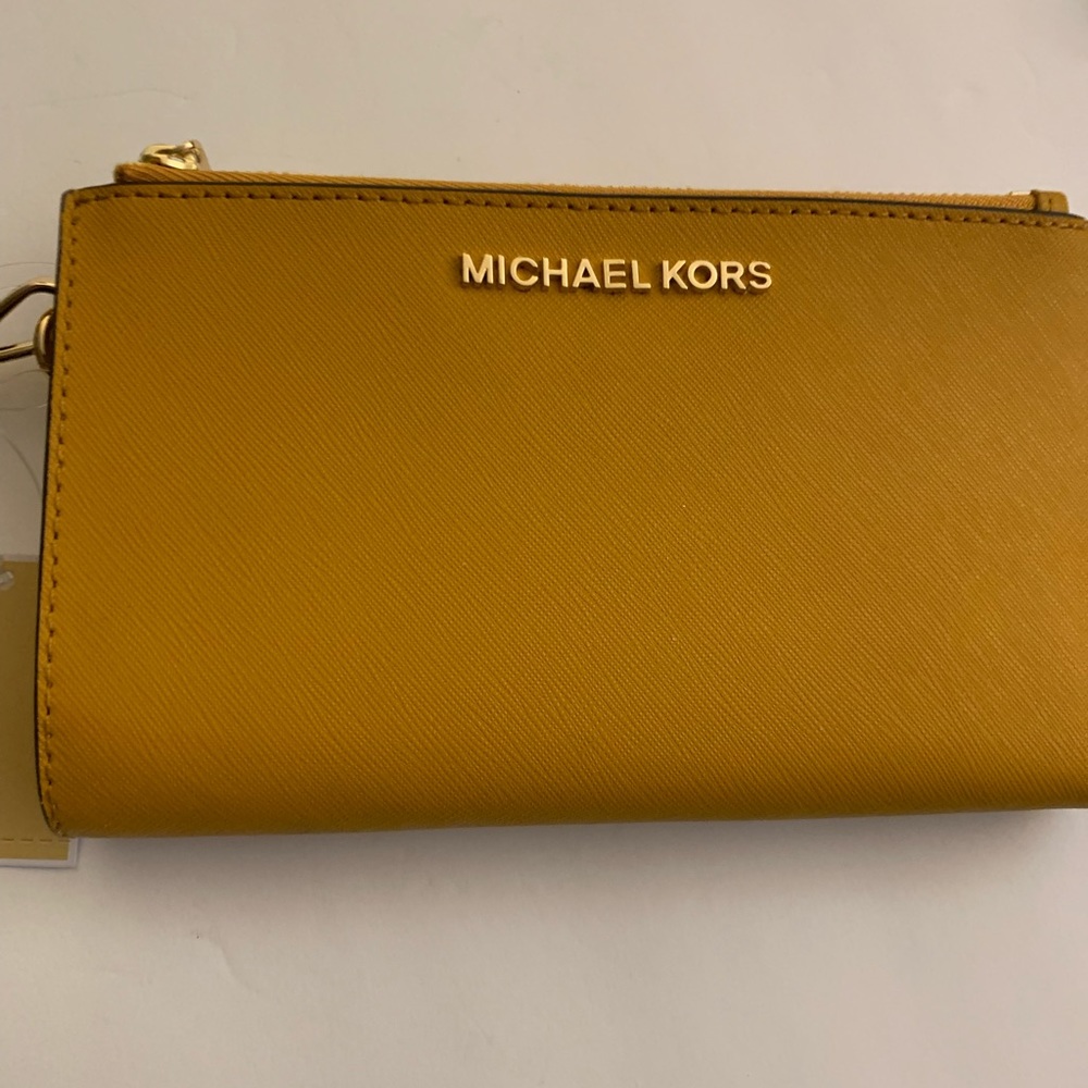 🎉SALE🎉 Michael Kors Jet Set Travel Leather Large Double Zip Wristlet Wallet